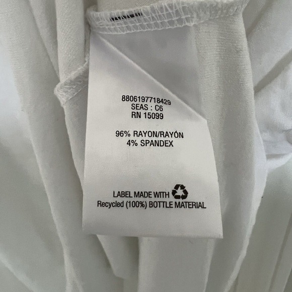 Metaphor Womens Tank Top White Sleeveless Minimalist Rayon Stretch Breathable L - Picture 4 of 5